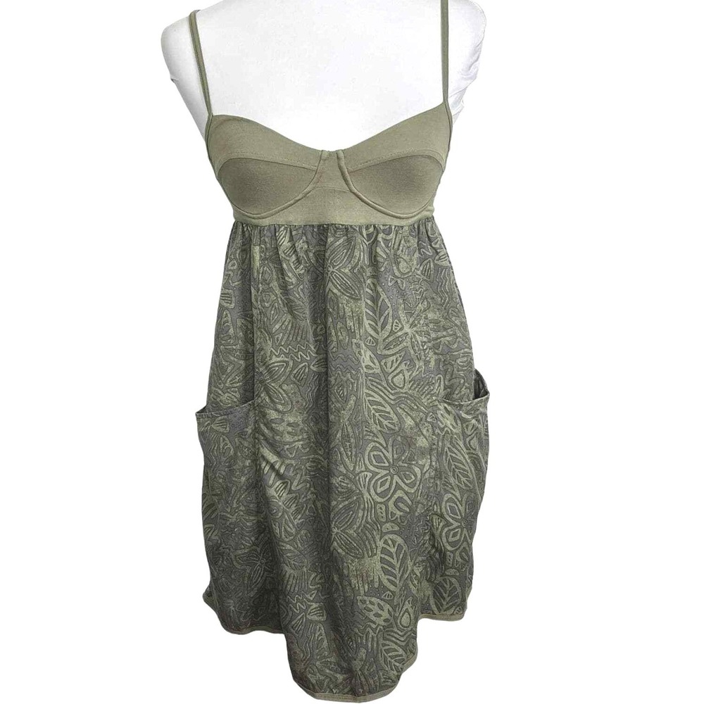 Wilfred Free Aritzia Mini Dress Women‎ Size 2 Bustier Botanical Pockets Green